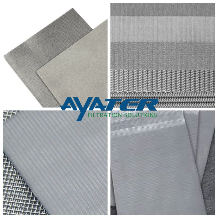 Sintered metal mesh filter element material